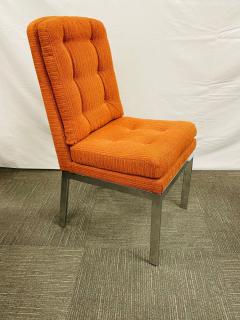 Set of Six Mid Century Modern Dining Chairs Milo Baughman Style Chrome Fabric - 2850320