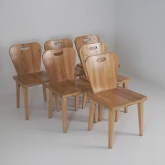 Set of Six Mid Century Modern Rustic Pine Chairs Finland 1950s - 4649372