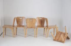 Set of Six Mid Century Modern Rustic Pine Chairs Finland 1950s - 4649375