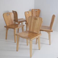 Set of Six Mid Century Modern Rustic Pine Chairs Finland 1950s - 4649376