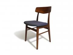 Set of Six Mid century Danish Teak Dining Chairs in Purple Wool Textile - 4531784