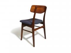 Set of Six Mid century Danish Teak Dining Chairs in Purple Wool Textile - 4531787