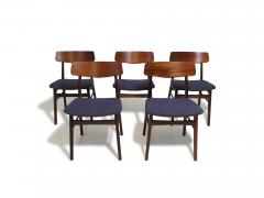 Set of Six Mid century Danish Teak Dining Chairs in Purple Wool Textile - 4531789