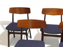 Set of Six Mid century Danish Teak Dining Chairs in Purple Wool Textile - 4531790