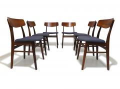 Set of Six Mid century Danish Teak Dining Chairs in Purple Wool Textile - 4531793