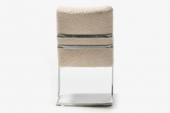 Set of Six Milo Baughman Style Chrome Dining Chairs in Ivory White Boucl  - 2851526