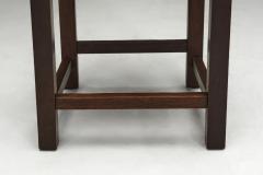 Set of Six Oak and Straw Dining Chairs with Geometric Backs Spain ca 1930s - 4569510