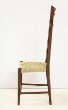 Set of Six Rustic Italian Walnut Ladder Back Chairs Tuscany 1960 - 4783821