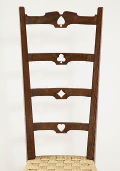 Set of Six Rustic Italian Walnut Ladder Back Chairs Tuscany 1960 - 4783931