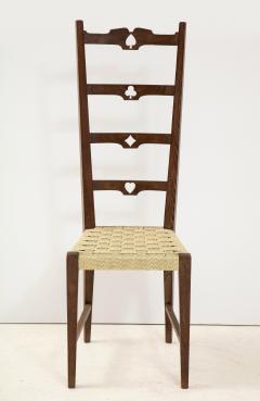 Set of Six Rustic Italian Walnut Ladder Back Chairs Tuscany 1960 - 4783935