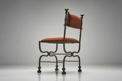 Set of Six Savonarola Dining Chairs with Burnt Orange Upholstery Italy 1960s - 4569471