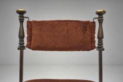 Set of Six Savonarola Dining Chairs with Burnt Orange Upholstery Italy 1960s - 4569473