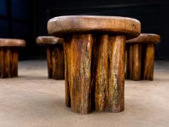 Set of Six Sculptural Den ncia Stools in Solid Reclaimed Wood Lot 765A - 4511711