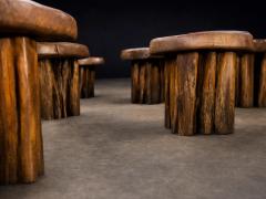 Set of Six Sculptural Den ncia Stools in Solid Reclaimed Wood Lot 765A - 4511715