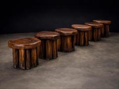 Set of Six Sculptural Den ncia Stools in Solid Reclaimed Wood Lot 765A - 4511716