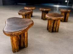 Set of Six Sculptural Den ncia Stools in Solid Reclaimed Wood Lot 765A - 4511719