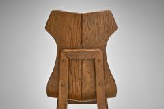 Set of Six Solid Oak Brutalist Dining Chairs Europe 1950s - 4240288