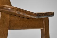 Set of Six Solid Oak Brutalist Dining Chairs Europe 1950s - 4240290