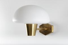 Set of Six Swedish Midcentury Wall Lamps in Brass and Opaline Glass - 851236