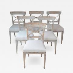 Set of Six Swedish Neoclassical Dining Chairs with Curule Backrests - 4559281