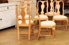 Set of Six Swedish Rococo Style 1890s Dining Room Side Chairs with Carved Splats - 3509165