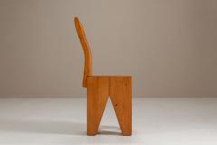 Set of Six Vintage Brutalist Pinewood Chairs 1970s - 4319060