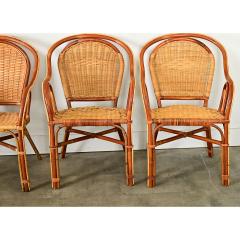 Set of Six Vintage Rattan Bamboo Dining Chairs - 3974786