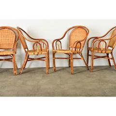 Set of Six Vintage Rattan Bamboo Dining Chairs - 3974835
