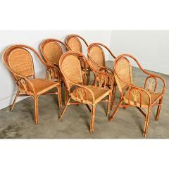 Set of Six Vintage Rattan Bamboo Dining Chairs - 3974842