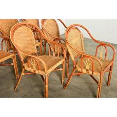 Set of Six Vintage Rattan Bamboo Dining Chairs - 3974856