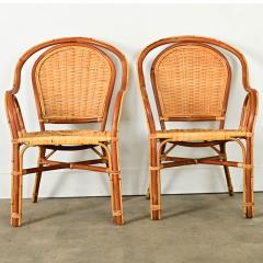 Set of Six Vintage Rattan Bamboo Dining Chairs - 3974858