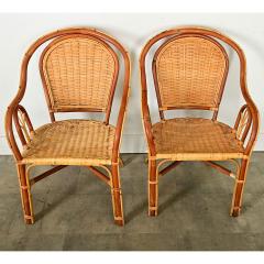 Set of Six Vintage Rattan Bamboo Dining Chairs - 3974885