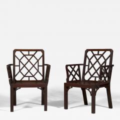 Set of Six unusual George III mahogany cockpen armchairs of generous scale - 4218444