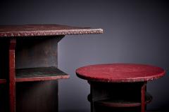 Set of Table and two Art Deco Stools University of Turin Italy 1920s - 3705929