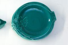Set of Teal Fish Shape Ceramic Dishes - 1427789