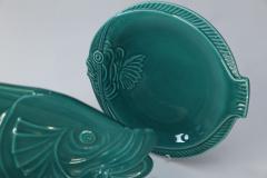 Set of Teal Fish Shape Ceramic Dishes - 1427792