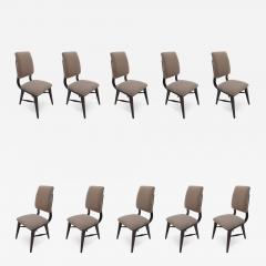 Set of Ten 1970s Brazilian Dining Chairs in Grey Velvet - 289354