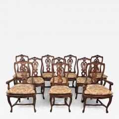 Set of Ten Italian Fruitwood Provincial Dining Chairs circa 1920 - 4650896