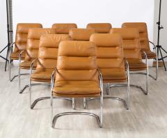 Set of Ten Italian Leather and Chrome Armchairs - 2652899