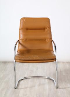 Set of Ten Italian Leather and Chrome Armchairs - 2652902