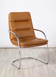 Set of Ten Italian Leather and Chrome Armchairs - 2652904