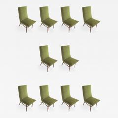 Set of Ten Italian Mid Century Modern Dining Chairs With Brass Mounts - 516925