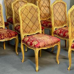 Set of Ten Louis XV Style Dining Side Chairs Clayed Gilt and Cane French - 3268617
