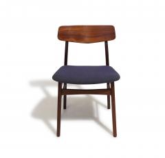 Set of Ten Mid century Danish Teak Dining Chairs in Purple Wool Textile - 3677570