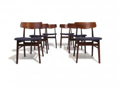 Set of Ten Mid century Danish Teak Dining Chairs in Purple Wool Textile - 3677576