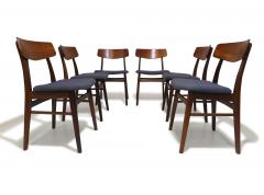 Set of Ten Mid century Danish Teak Dining Chairs in Purple Wool Textile - 3677577