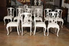 Set of Ten Scandinavian Rococo Style 20th Century Painted Dining Room Chairs - 3441597