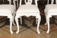 Set of Ten Scandinavian Rococo Style 20th Century Painted Dining Room Chairs - 3441598