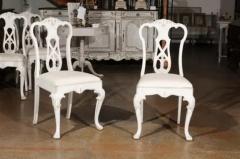 Set of Ten Scandinavian Rococo Style 20th Century Painted Dining Room Chairs - 3441609
