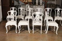 Set of Ten Scandinavian Rococo Style 20th Century Painted Dining Room Chairs - 3441722